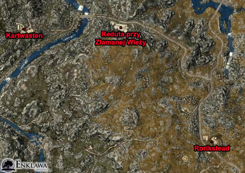 Gry cRPG - Solucja i poradnik - The Elder Scrolls V: Skyrim - Zadania poboczne - Serce Dibelli - Reduta przy Złamanej Wieży, mapa