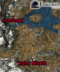Gry cRPG - Solucja i poradnik - The Elder Scrolls V: Skyrim - Dawnguard - Zadania poboczne - Relikty przeszłości - Ruiny Bthalft, mapa